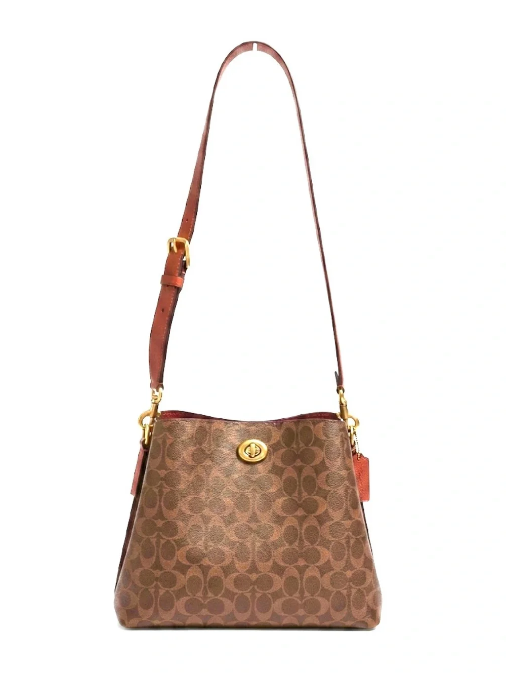 Vintage Coach Brown Signature Canvas Shoulder Bag with Tan Trim